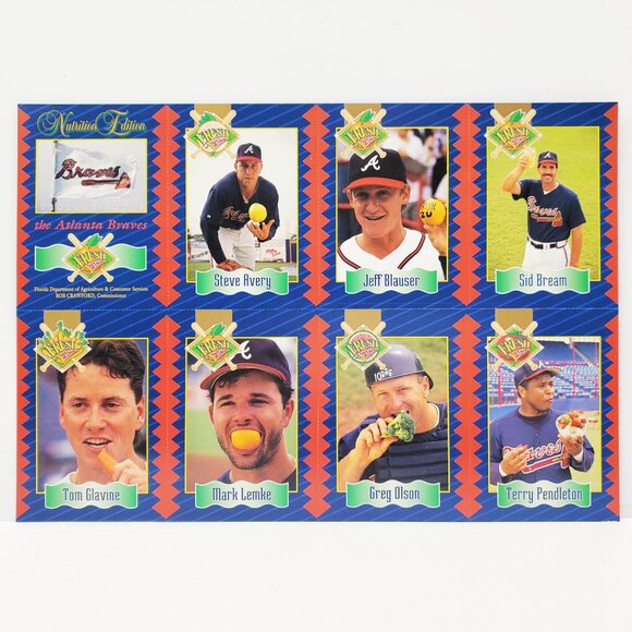 Atlanta Braves Vintage 1993 Nutrition Edition Baseball Cards Sheet Uncut 90s MLB - Picture 1 of 12